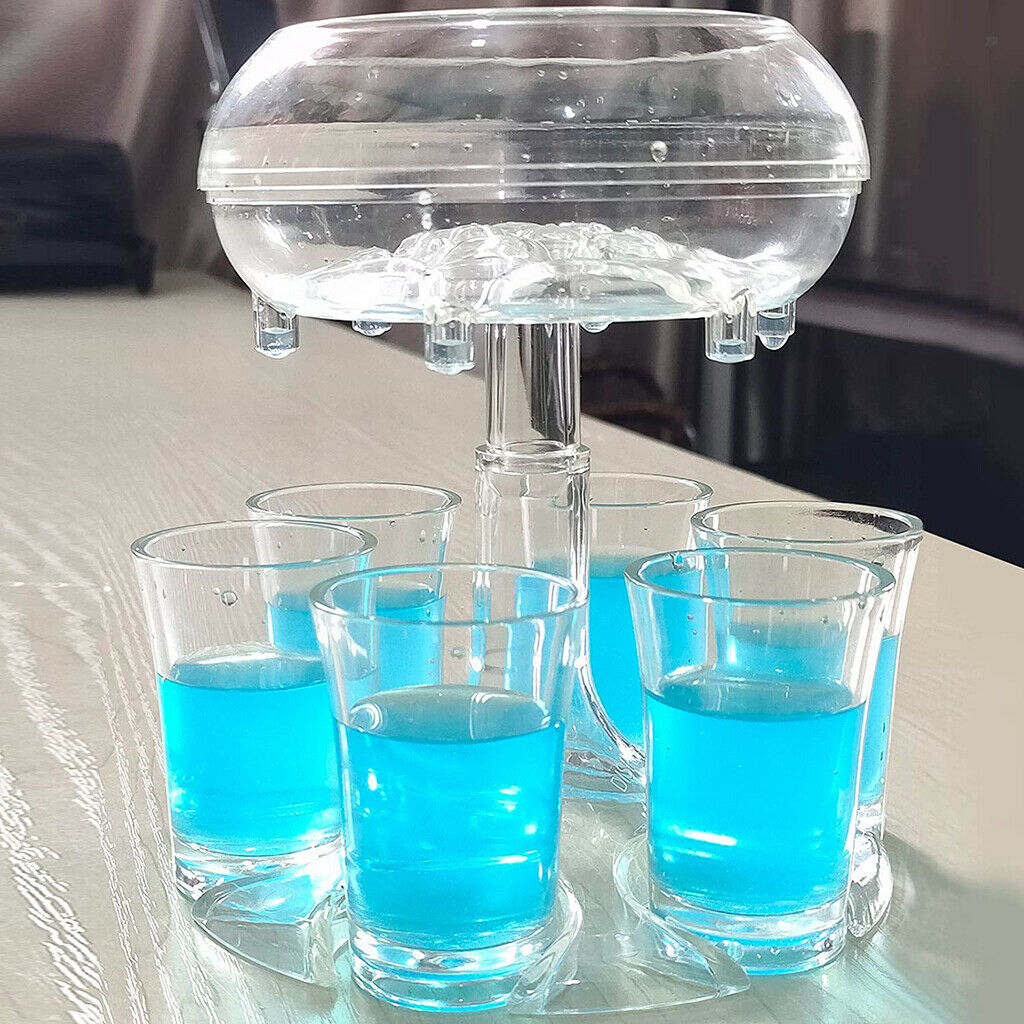6 Shot Glass Dispenser Holder Drinking Liquor Set Shot Glass