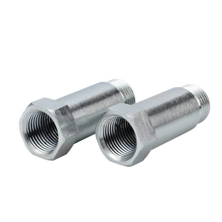 2x Universal Zinc Plated Steel Straight O2 Oxygen Sensor Extension Spacer 55mm