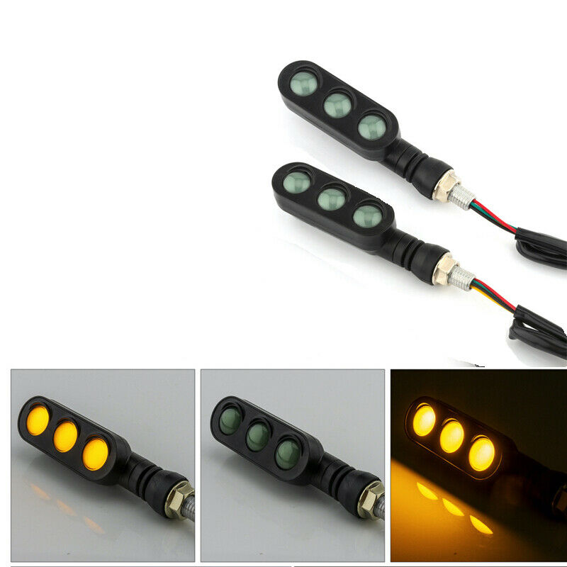 2PCS Motorcycle Dirt Bike Scooter LED Turn Signal Dual Light Blinker Indicator