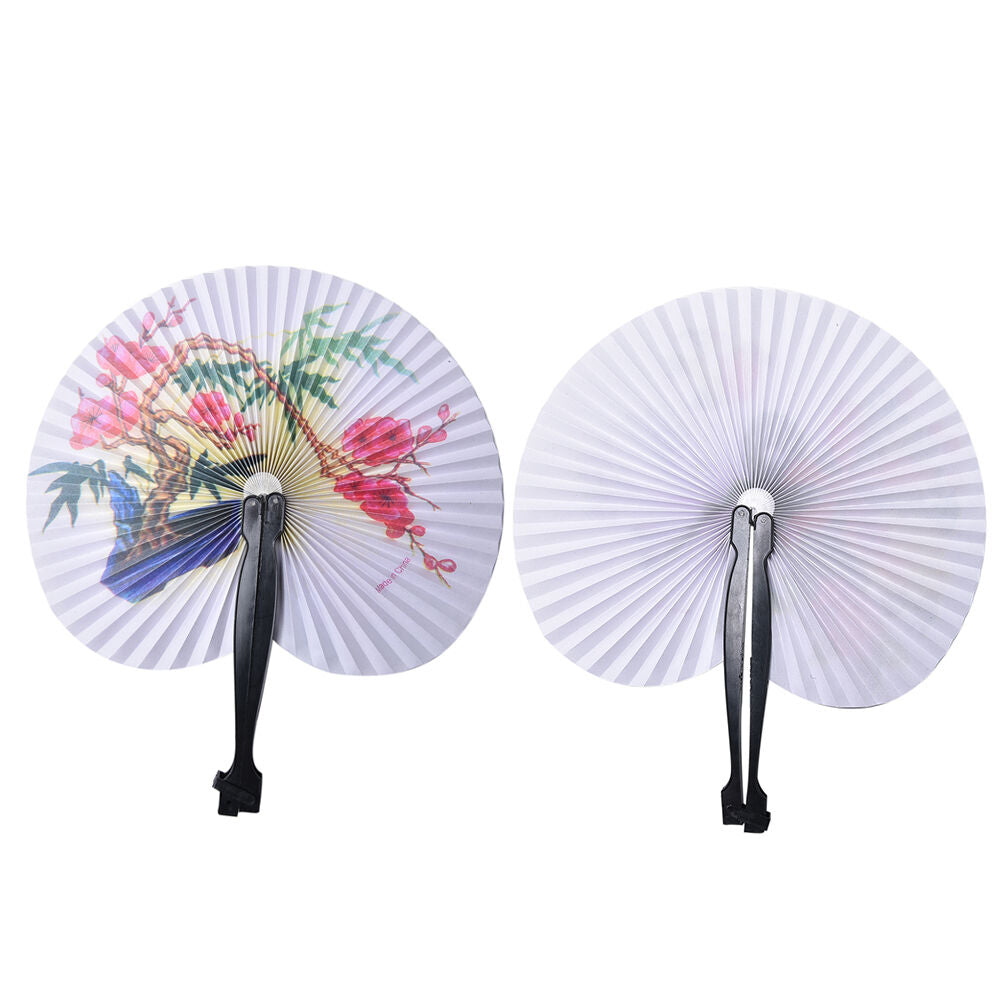 2 Pcs Paper Chinese Oriental Folding Hand Held Fans.Ideal Size For Handbag.l8