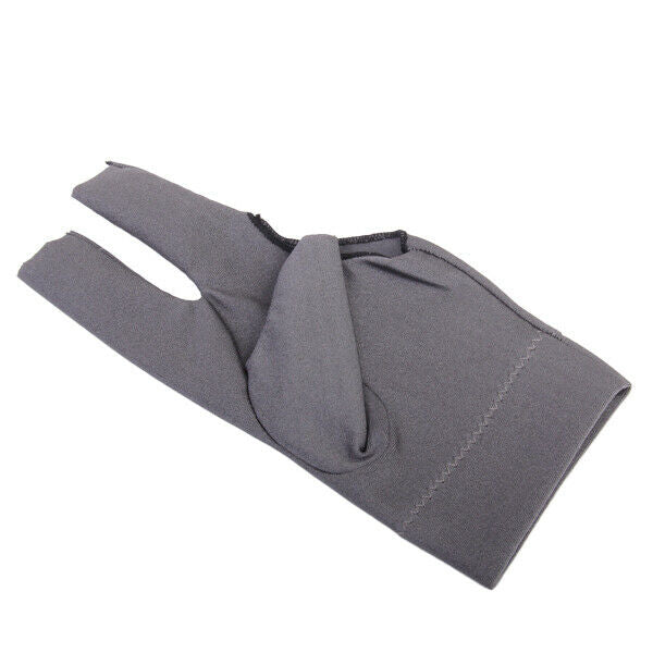 2x Grey Spandex Snooker Billiard Cue Glove Pool Left Hand Three Finger Accessory