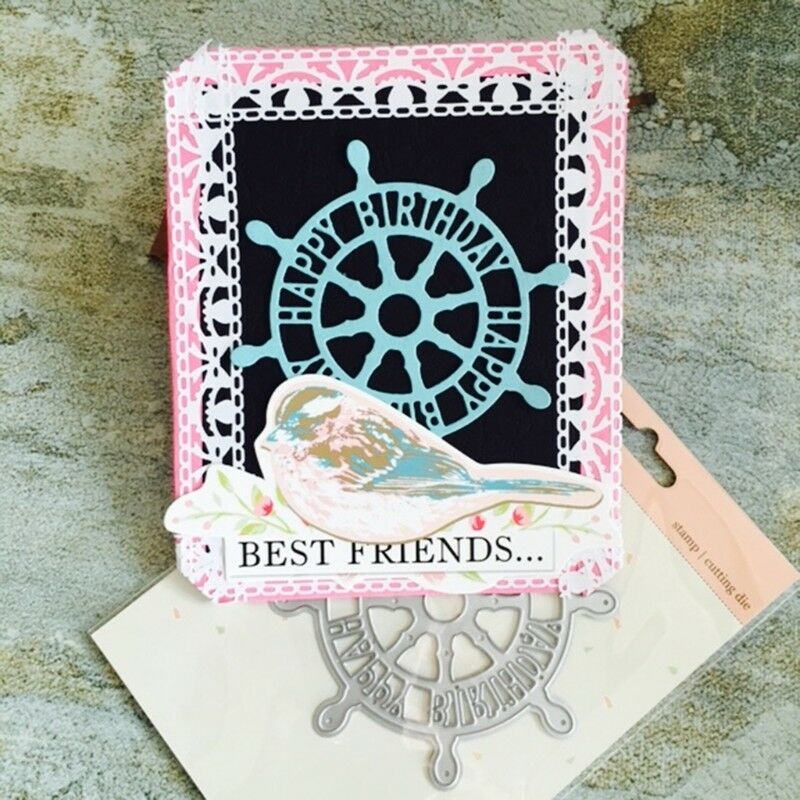 Happy Birthday Gear Cutting Dies Stencil Scrapbooking Paper Craft Card DIY Decor