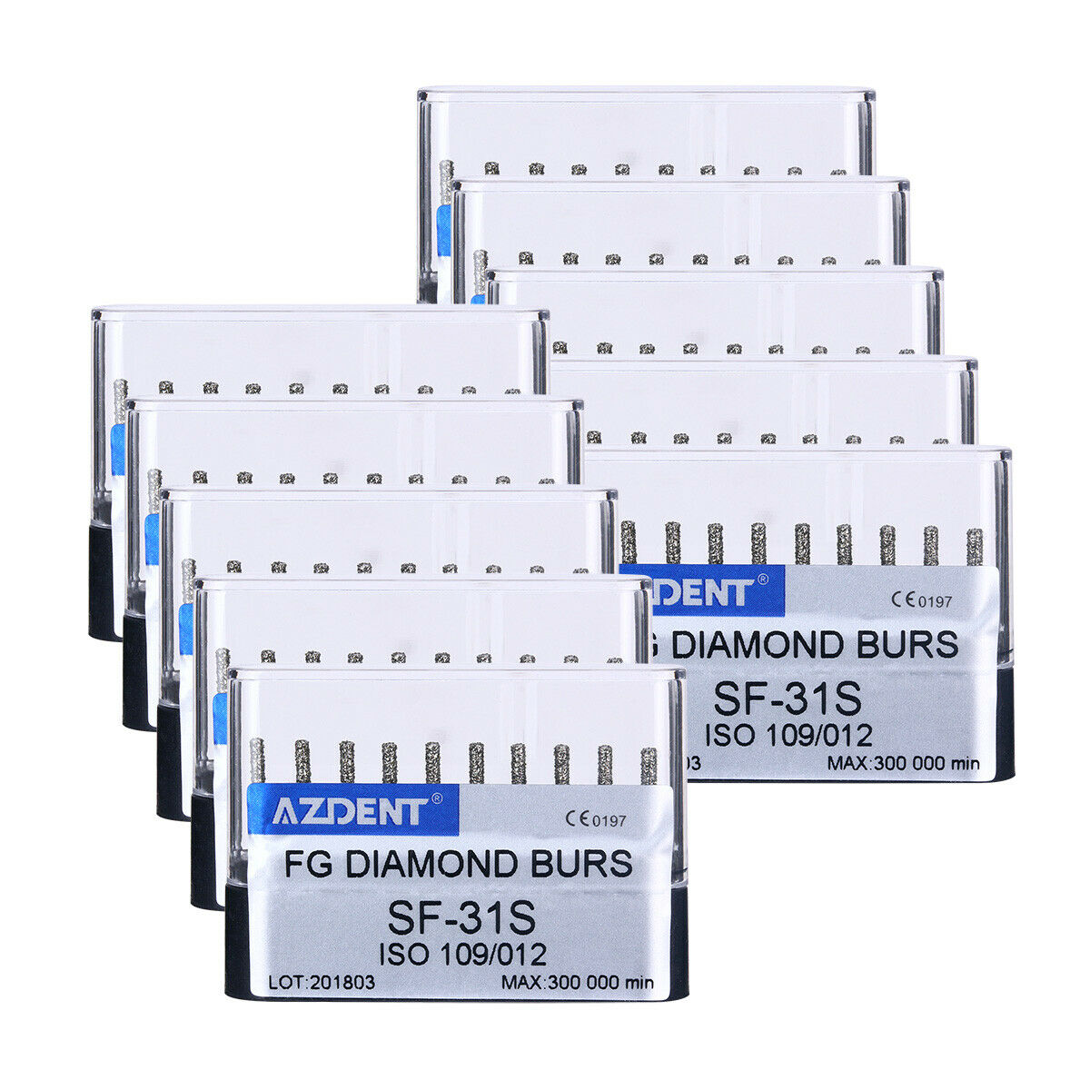 20 X Dental Diamond Burs  SF-31 Cylindrical Round Head for High Speed Handpiece