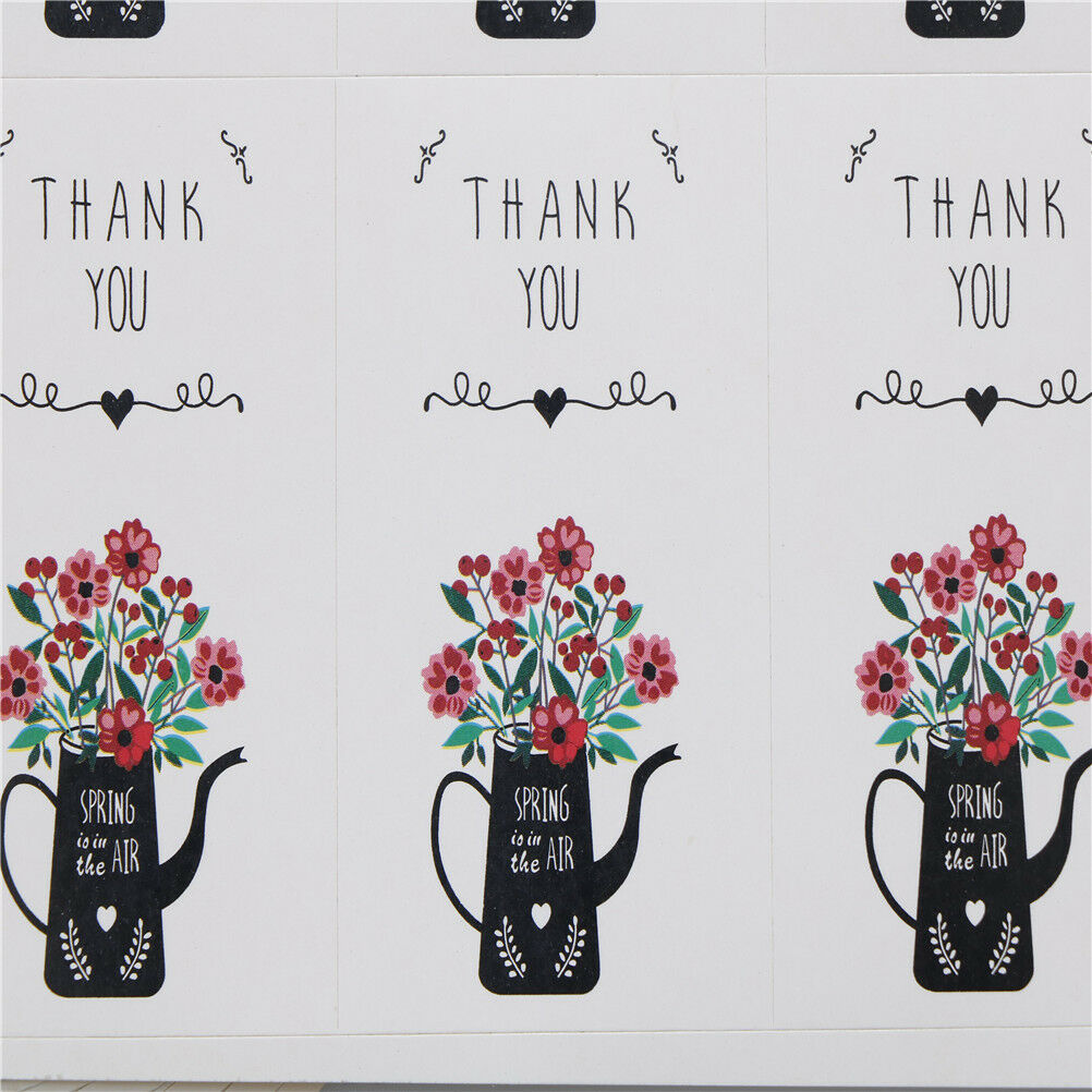 60x Thankyou Flowers Paper Baking Cake Seal Label Hand Made Gift Sticke.l8