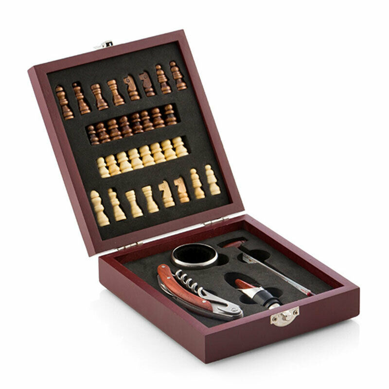 Set D’Accessories To Wine And Checkerboard IN Box - For Fans Chess Set - New