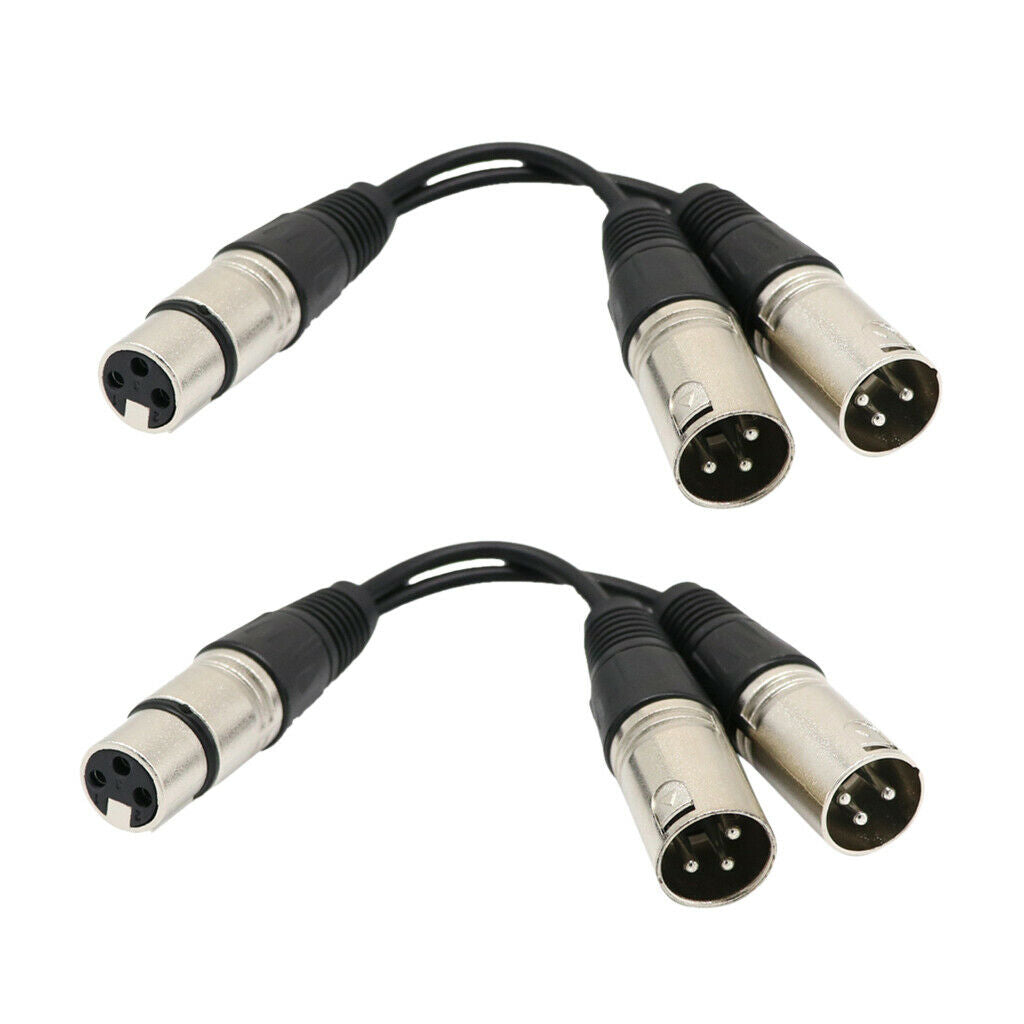 2 Pieces XLR Female to 2 Male Pro Audio Microphone Cable Splitter Cord