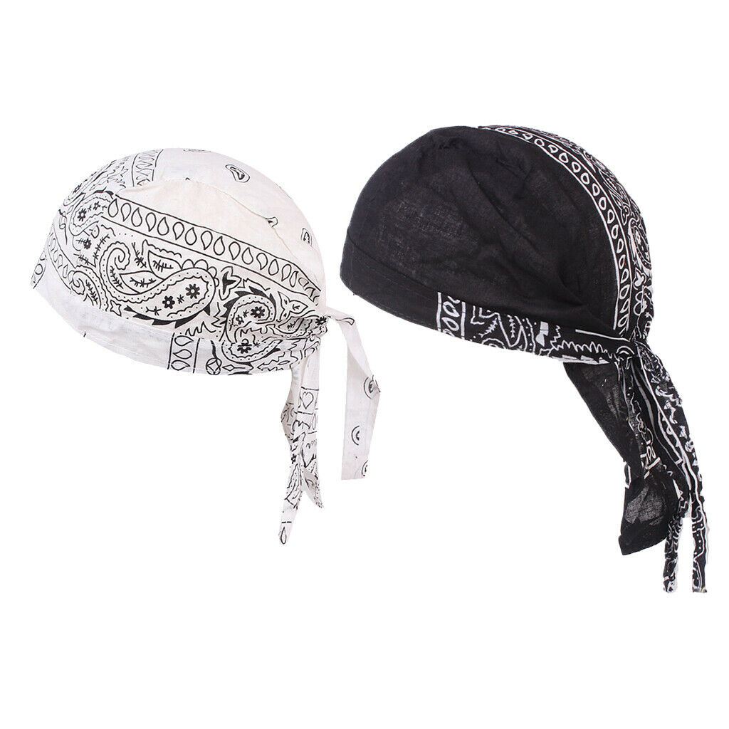 2 Pieces Men's Turban Hat Chemo Cancer   Durag Beanie Hat Head Scarf Cover