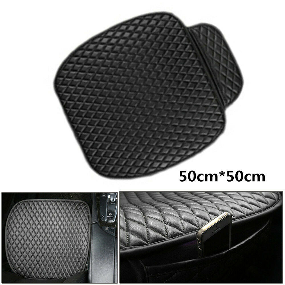 Black Car Front Seat Cover Breathable PU Leather Pad Mat Chair Cushion 50cm*50cm