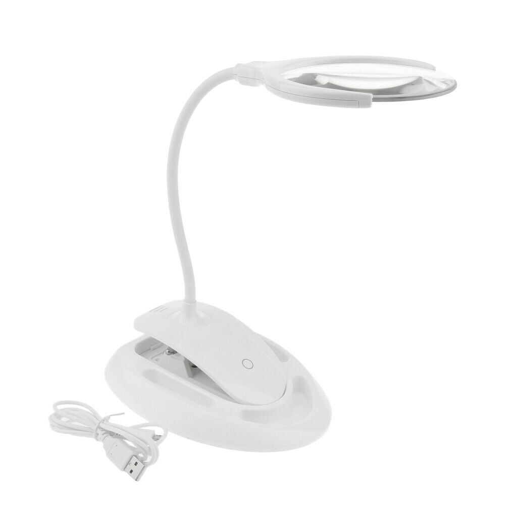 Detachable 3X/8X Magnifier w/ Light Desk Magnifier Lamp For Nail Art Reading
