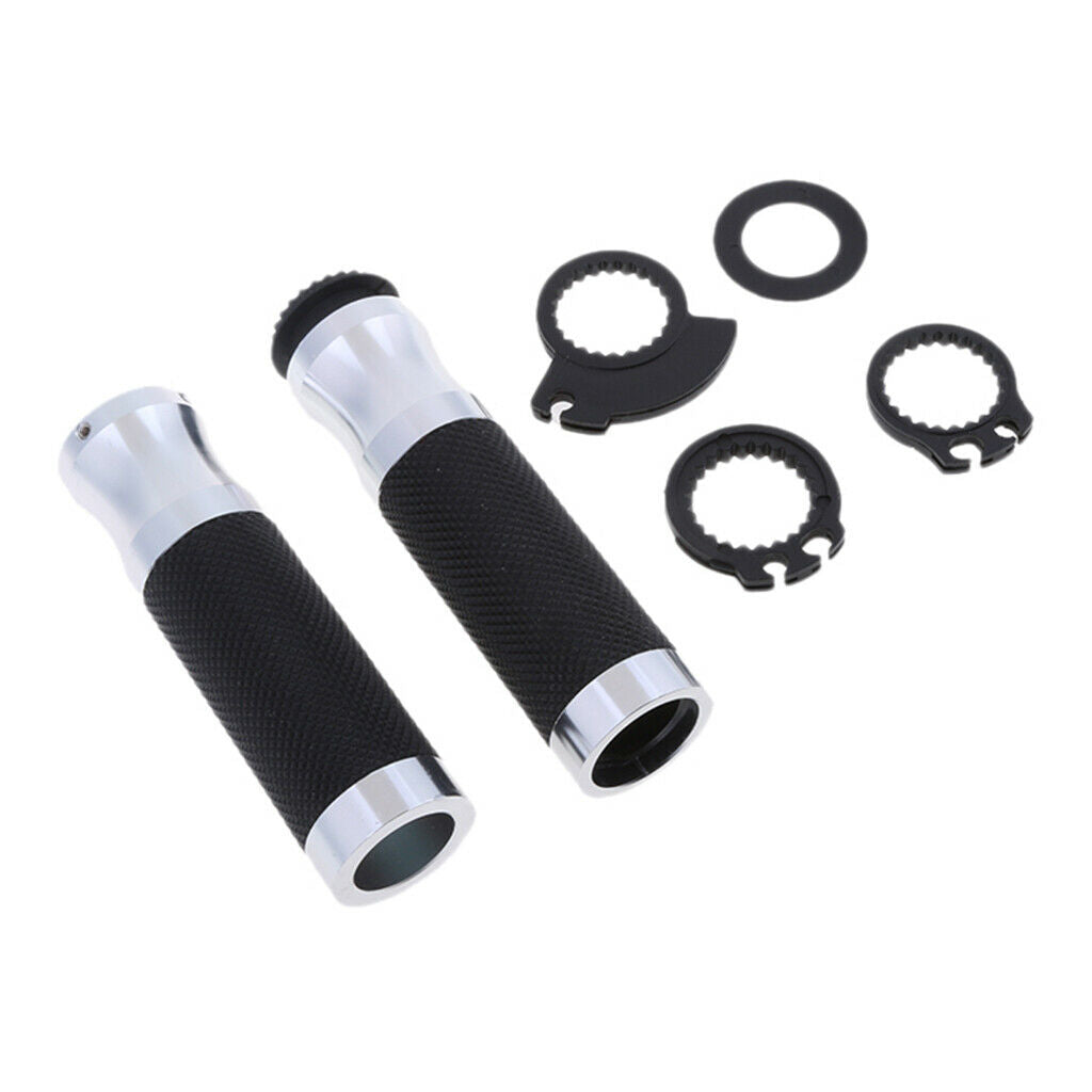 7/8" 22mm CNC Aluminum Motorcycle Throttle Control Handlebar Grips Sliver