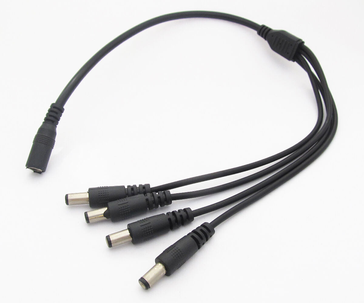 10pcs DC Power Splitter Cable 5.5x2.1 DC Female 1 to 4 Male Cord For CCTV Camera