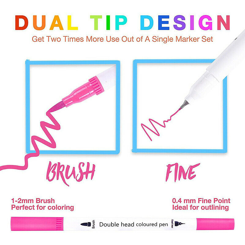 12Pcs Colored Art Sketching Markers Drawing Set Double-head Watercolor PaintFCA
