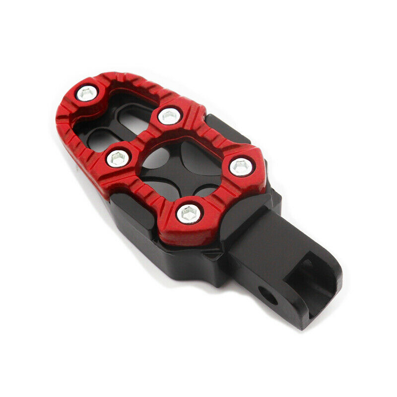 2PCS Motorcycle Bike Pedal Non-slip Backfoot Foot Peg Red Belt Spring 8MM Black