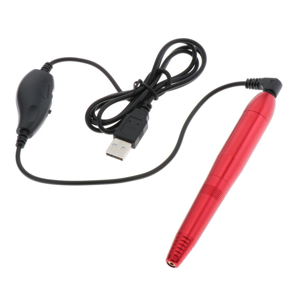 Electric Nail Drill File Machine Kit Manicure Nail Polisher Drill Bits Brush Red