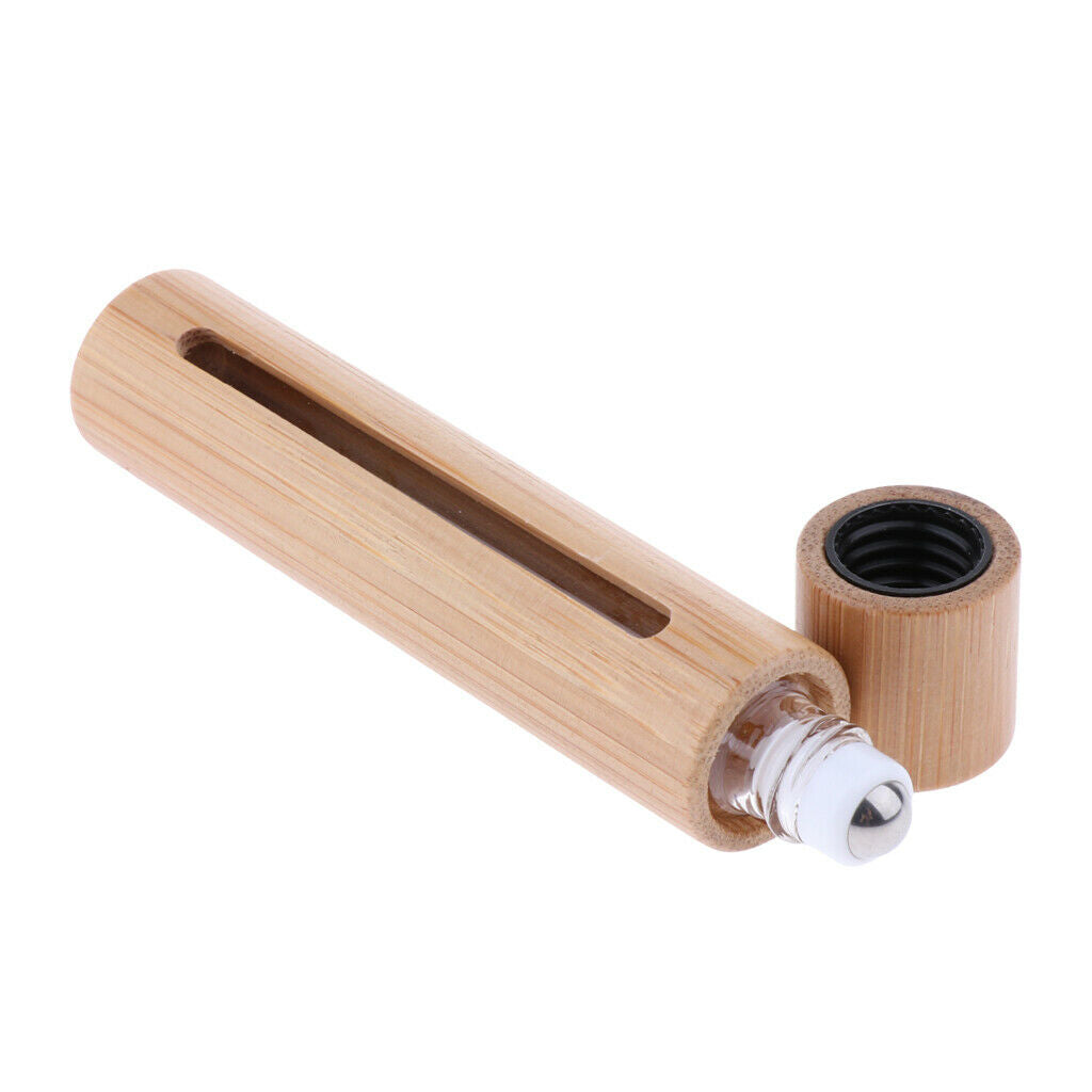 1Pcs 10ml Bamboo Roller Bottles Roll On Bottles Case Holder Aroma Container