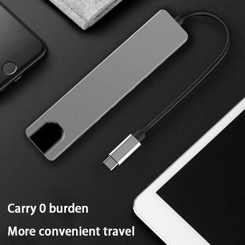 6 in 1 USB Hub Type C to Multi USB 3.0 HDMI 1000Mbps RJ45 Adapter Splitter G TL