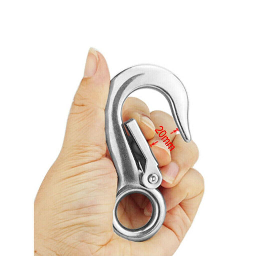 Forged Steel Clevis Grab Eye Hook With Latch For Lifting UTV/ATV Winch Cable -