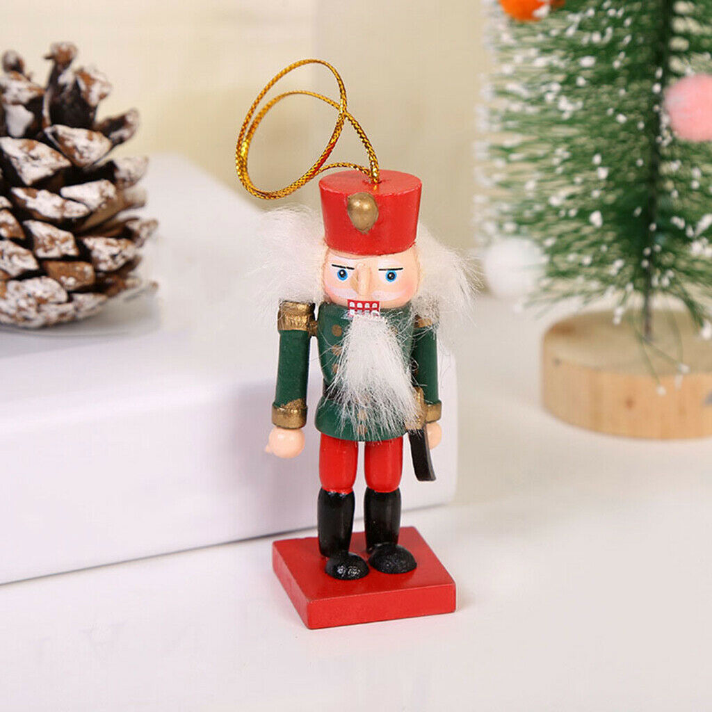 3Pcs 10cm Height Wooden Nutcracker Soldier Ornaments Kit Xmas Hanging Decor