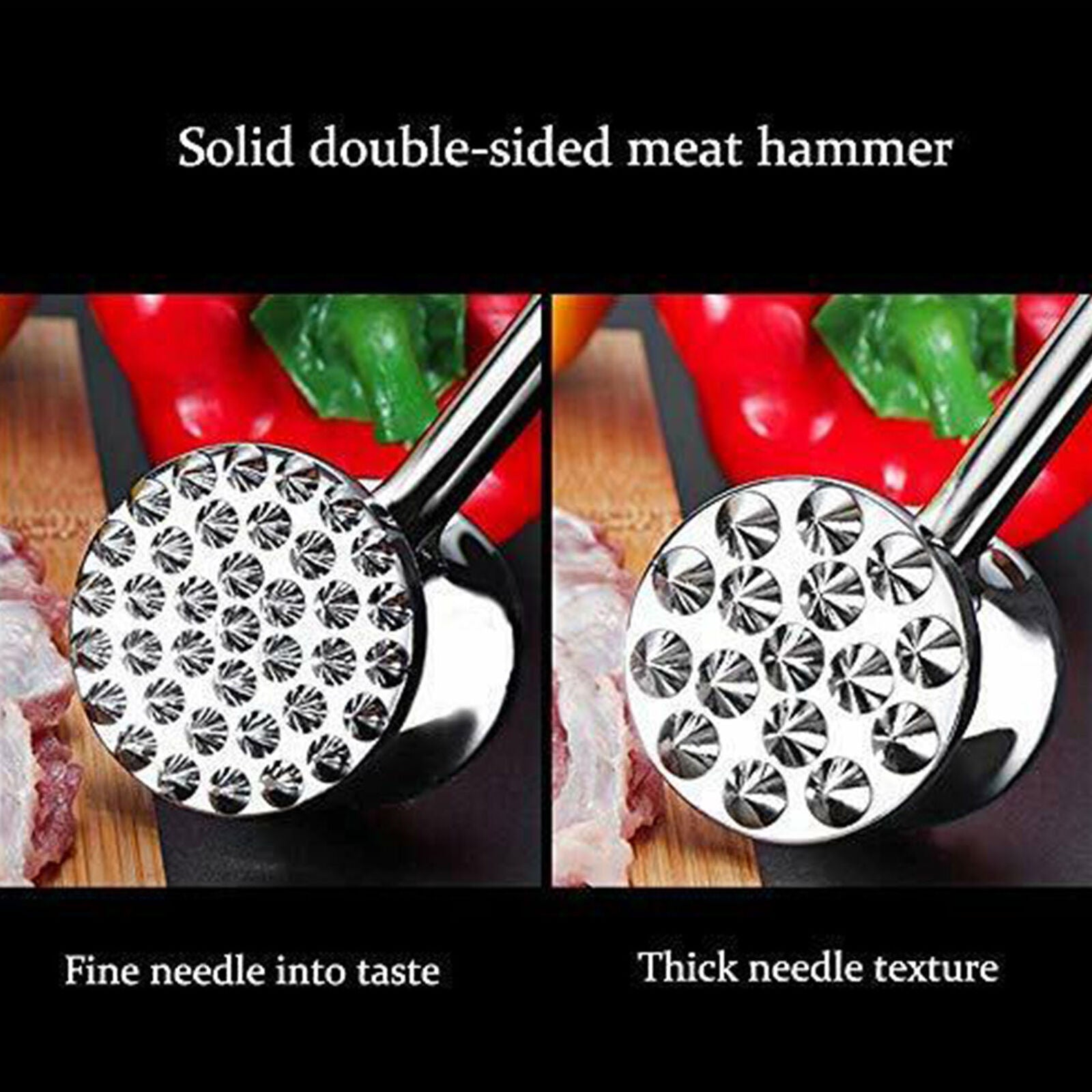 Stainless Steel Meat Mallet Tenderizer Steak Beef Chicken Hammer Kitchen Tool