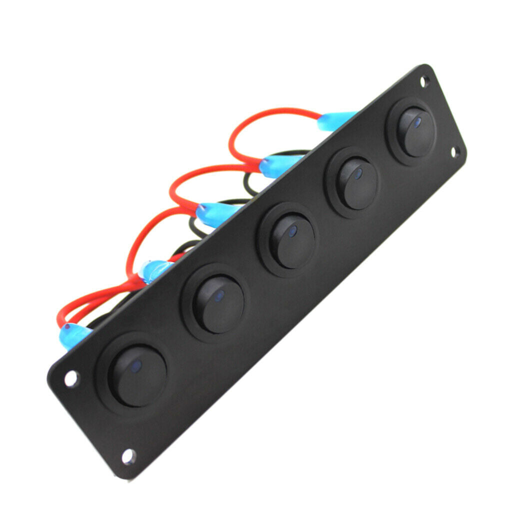 Marine Boat Rocker Switch Panel 5Gang Waterproof ON Off Toggle Switches