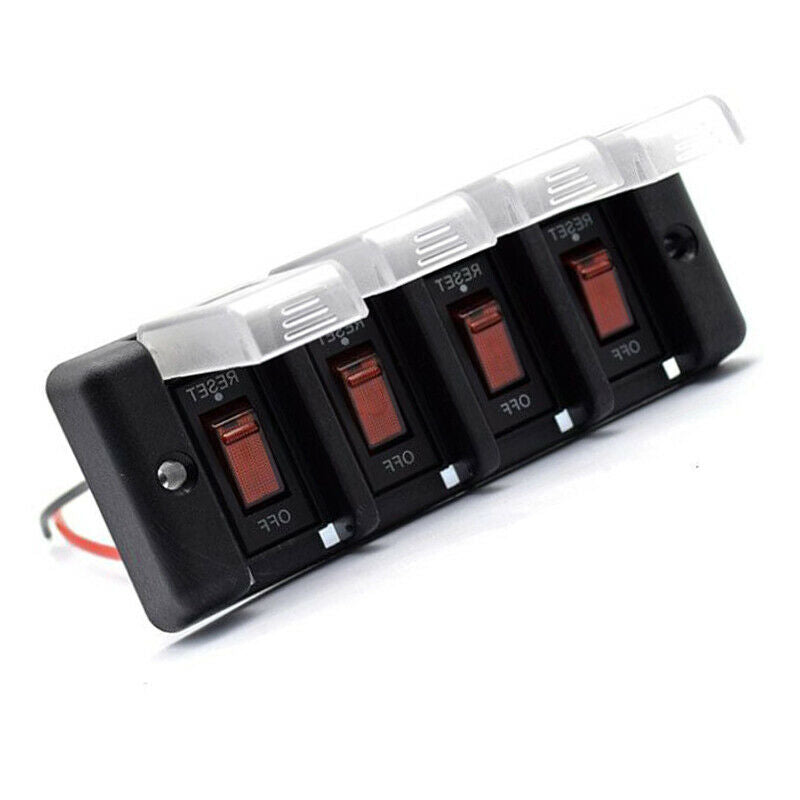 4 Gang 12V-24V Car RV Trailer Marine Boat Waterproof Toggle Switch Panel Red LED