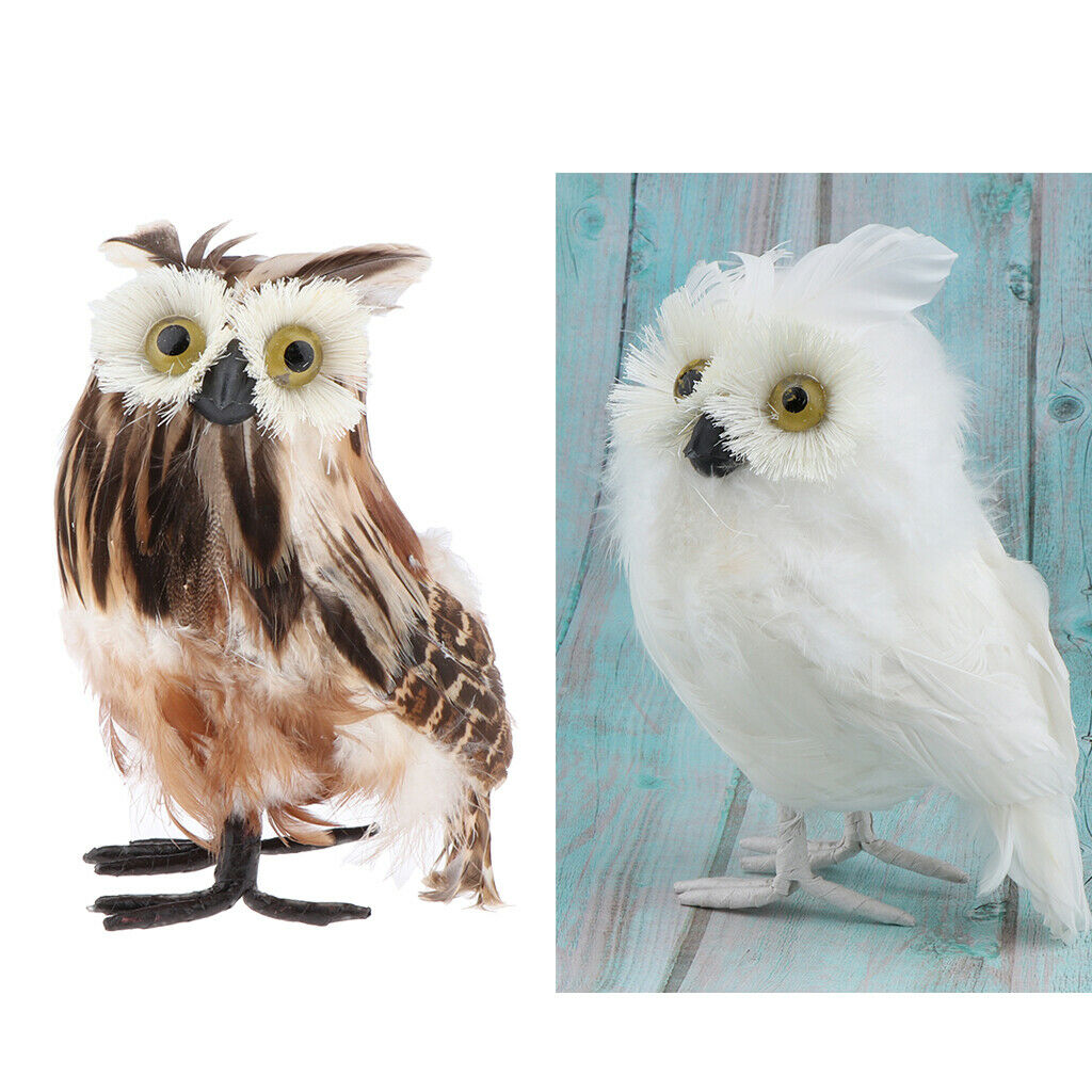 2 Packs Lovely Plush Furry White and Brown Owl, Kids Animal Toys Decorative