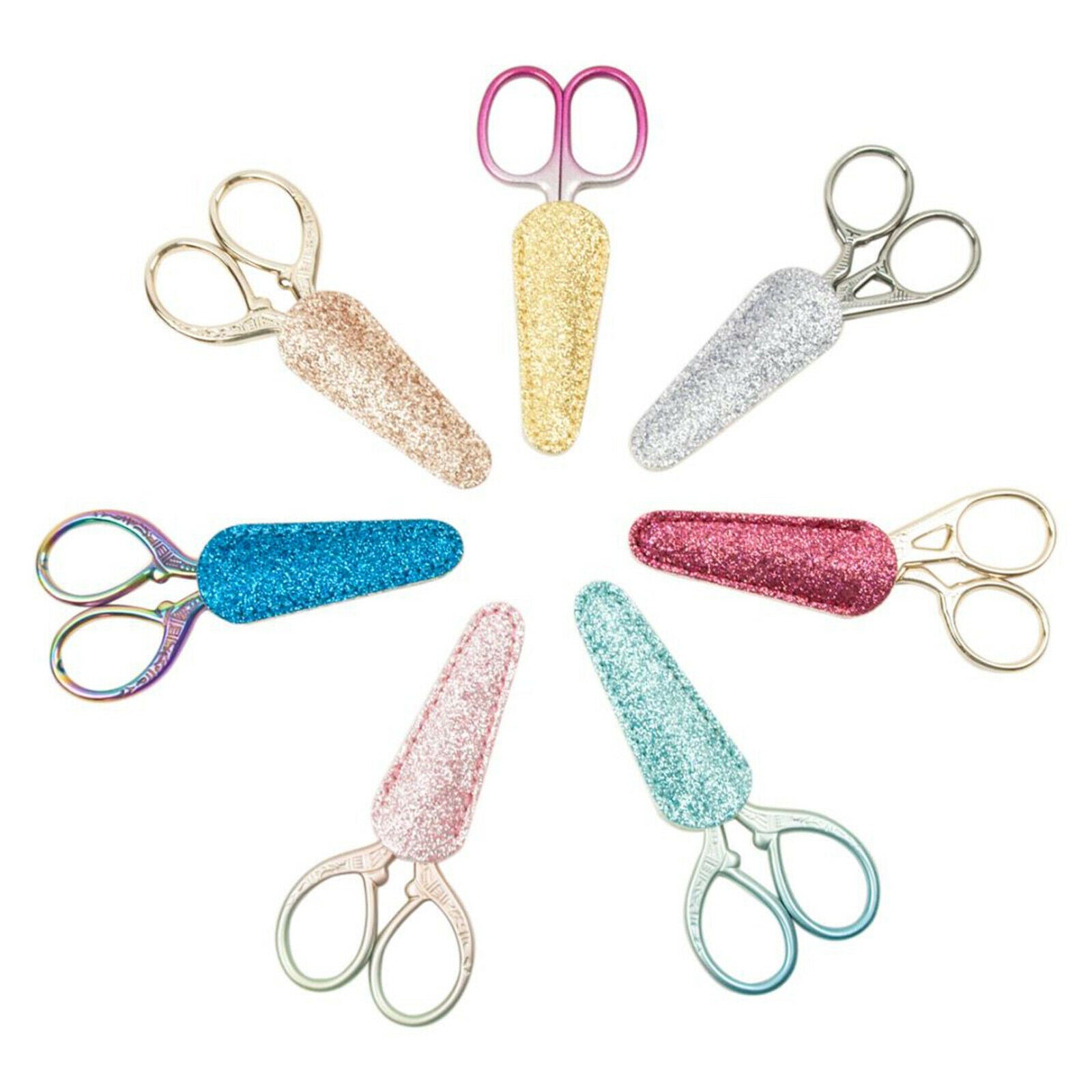 7Pcs Embroidery Scissors Sheath Sewing Shears Protector Cover Bags Case