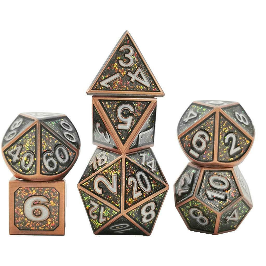 7/set Solid Metal Polyhedral Digital Dice Set for MTG DND RPG Game Toys #4