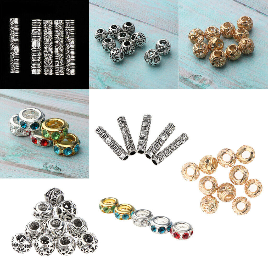 30Pcs Metal Dreadlock Hair Beads Braids Jewelry Making DIY Bracelet Pendant