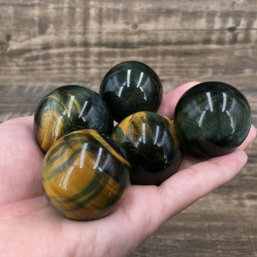 US. 100% Natural blue Tiger's eye jasper quartz Sphere crystal ball rock Healing