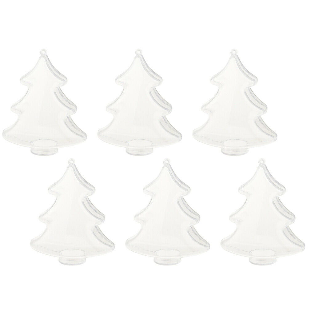 6pcs Mini Fir Christmas Bauble Hanging Clear Plastic Perfect Decoration