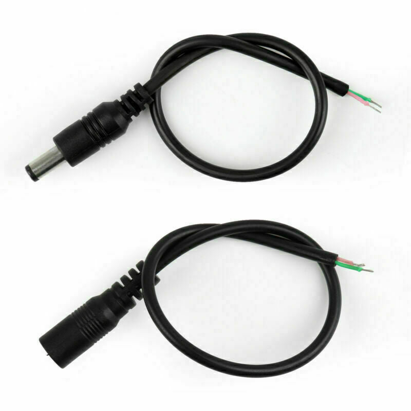 10Pair DC 5.5x2.1mm Male + Female Pigtail Cable Fr CCTV Security 0.25M Copper