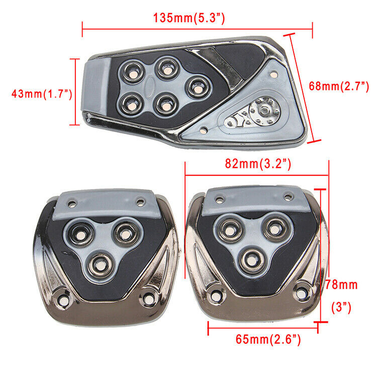 Grey Metal Speed Sporty Non-Slip Manual MT Gas Brake Foot Pedal Pad Cover Car