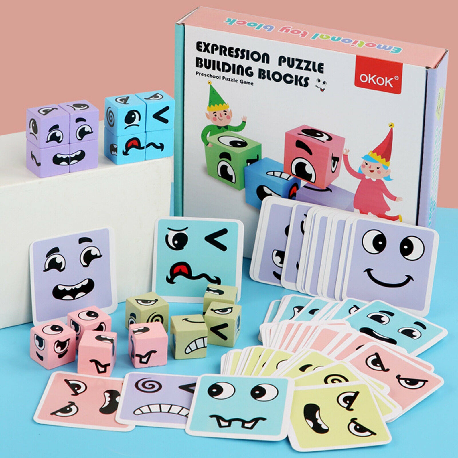 Children Logical Thinking Training Face Changing Building Block Puzzle Level SJ