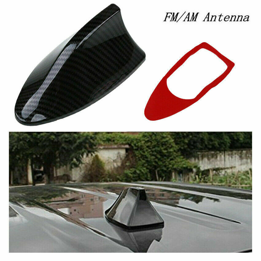 Carbon Fiber Shark Fin Roof Antenna Aerial FM/AM Radio Decoration Auto Universal