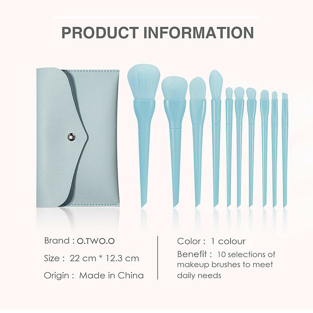 Cosmetic Makeup Brushes Synthetic Blending 10 Pcs Brush Set with Travel Bag