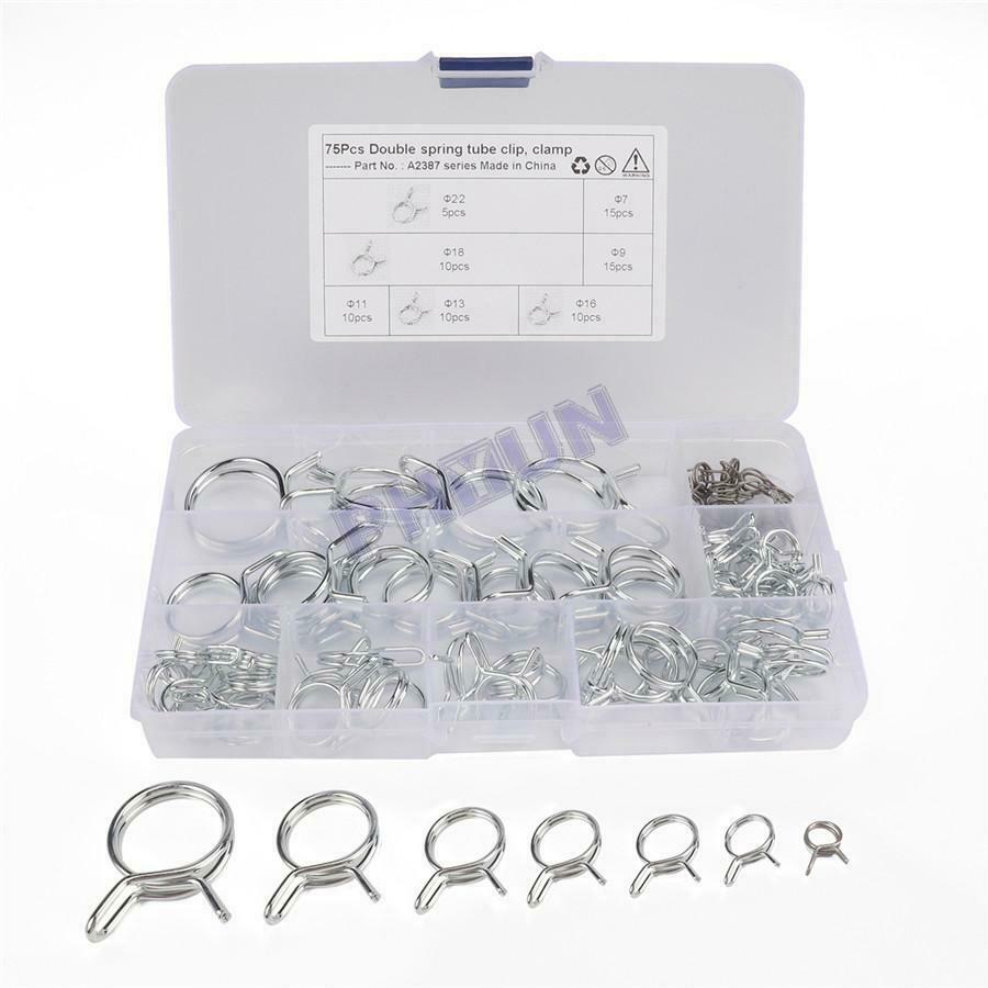 75x Double Wire Fuel Line Hose Tube Spring Clamps Kit Î¦7 Î¦9 Î¦11 Î¦13 Î¦16 Î¦18 Î¦22