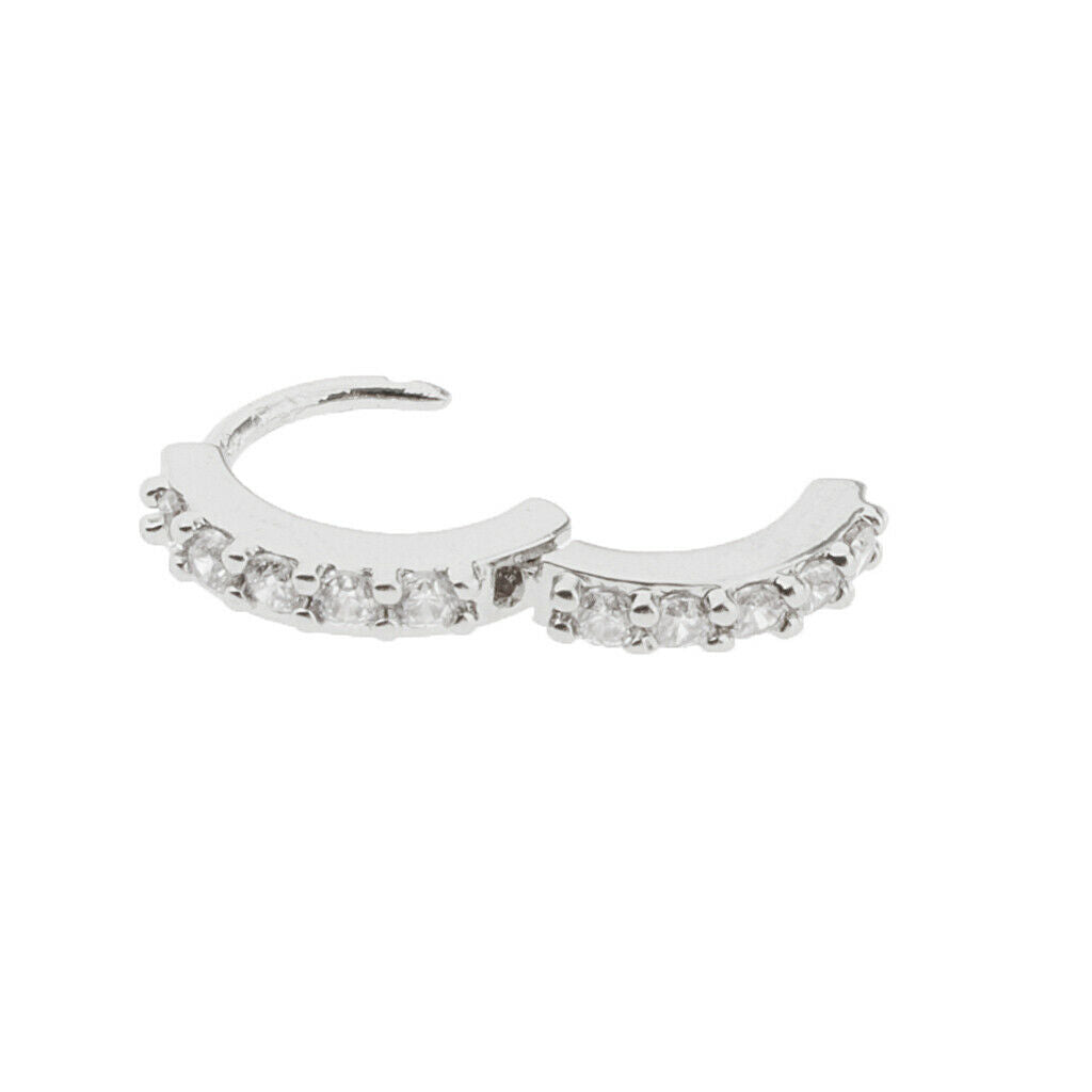 2pcs Fashion Round Huggie Hoop Earrings CZ Helix Cuff Ear Studs Jewelry 6mm