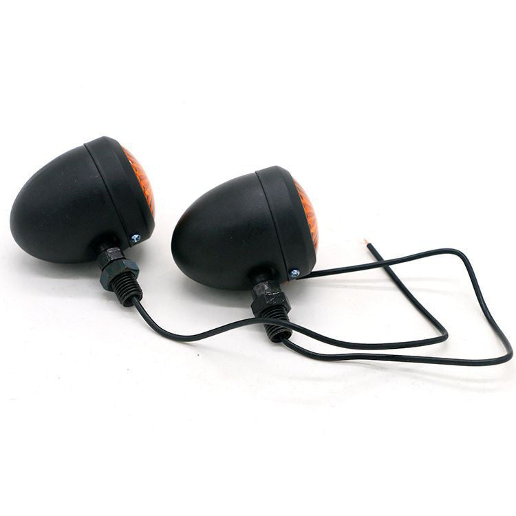 4Pcs Universal Classic Black Metal Shell Motorcycle Turn Signal Indicator Lights