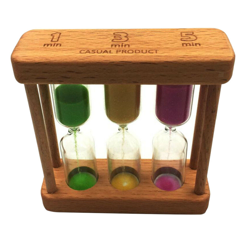 1+3+5 Minutes Wooden Sand Sandglass Hourglass Timer Clock Home Decor Gift