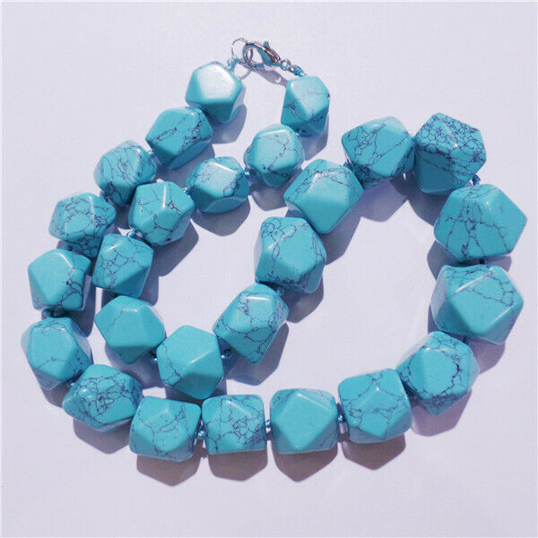 1 Strand Unisex Green Turquoise Freeform Beads Handmade Necklace 42cm HH9159
