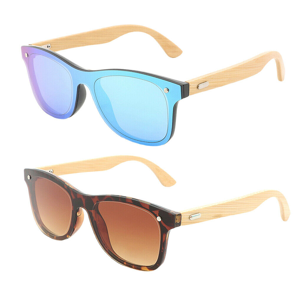 Pack of 2Pairs, Bamboo Wood Legs Sunglasses Fashion Eyeglasses Eyewear for Women