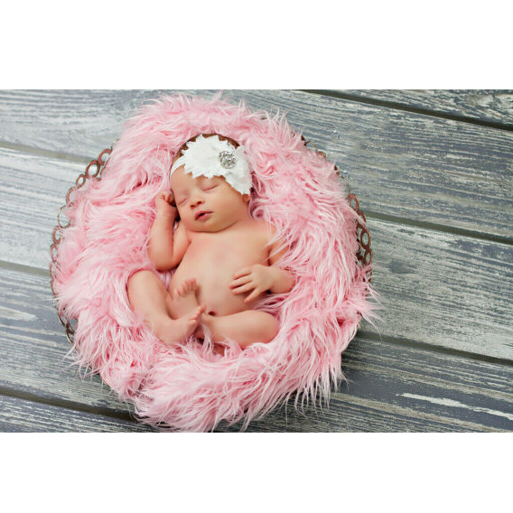 Newborn Baby Photo Prop Blanket Rug Background Backdrops Basket Stuffer Pink +
