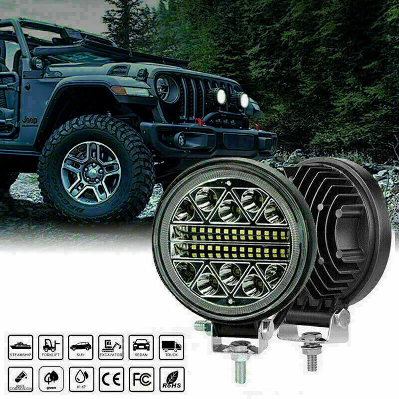 2pc LED Work Light Bar 4WD Off Road Boat SPOT Flood Driving Fog Lamp 4"inch 102W