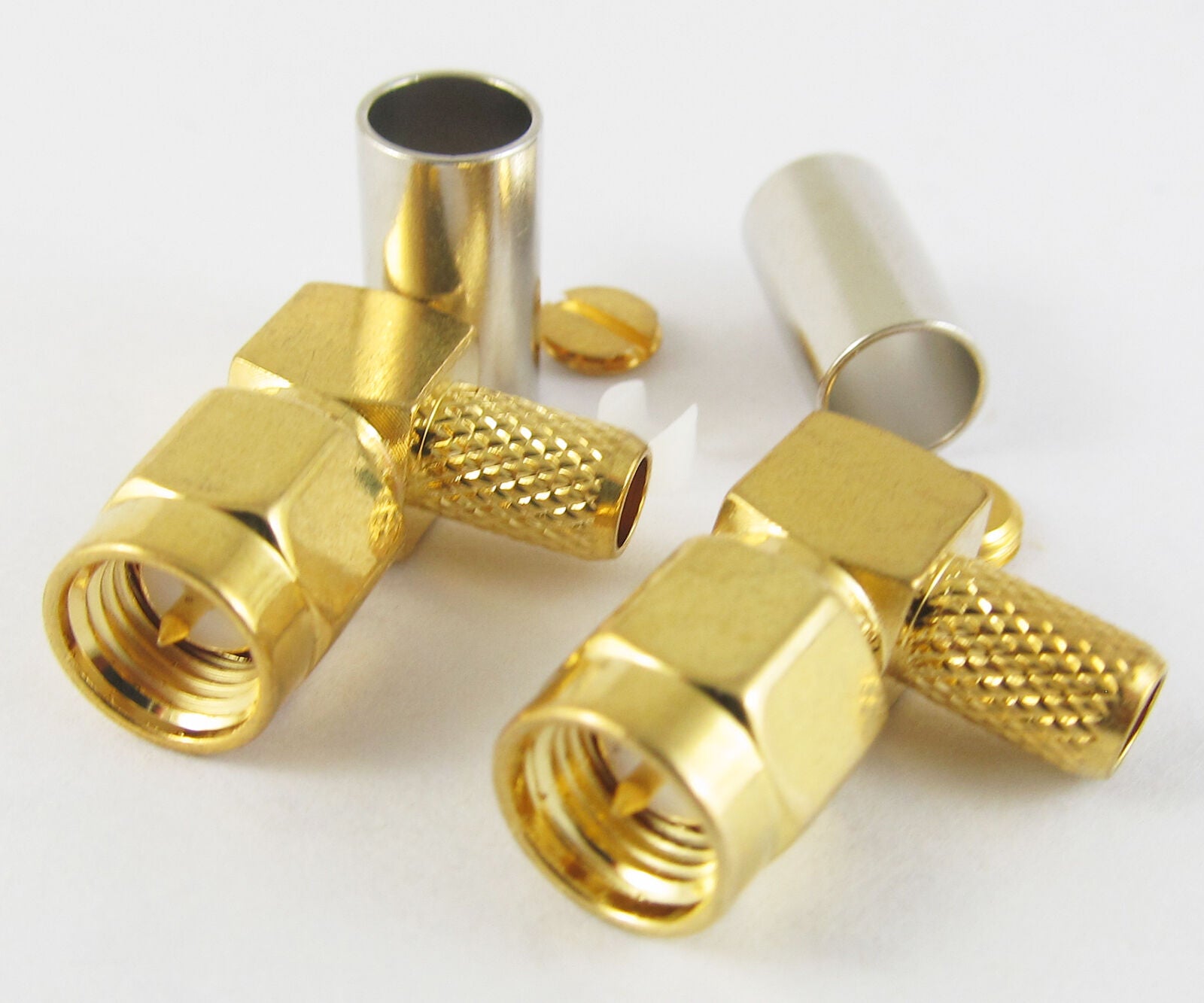 100set RF connector SMA Male Right Angle Crimp For RG58 RG142 RG400 LMR195 Cable