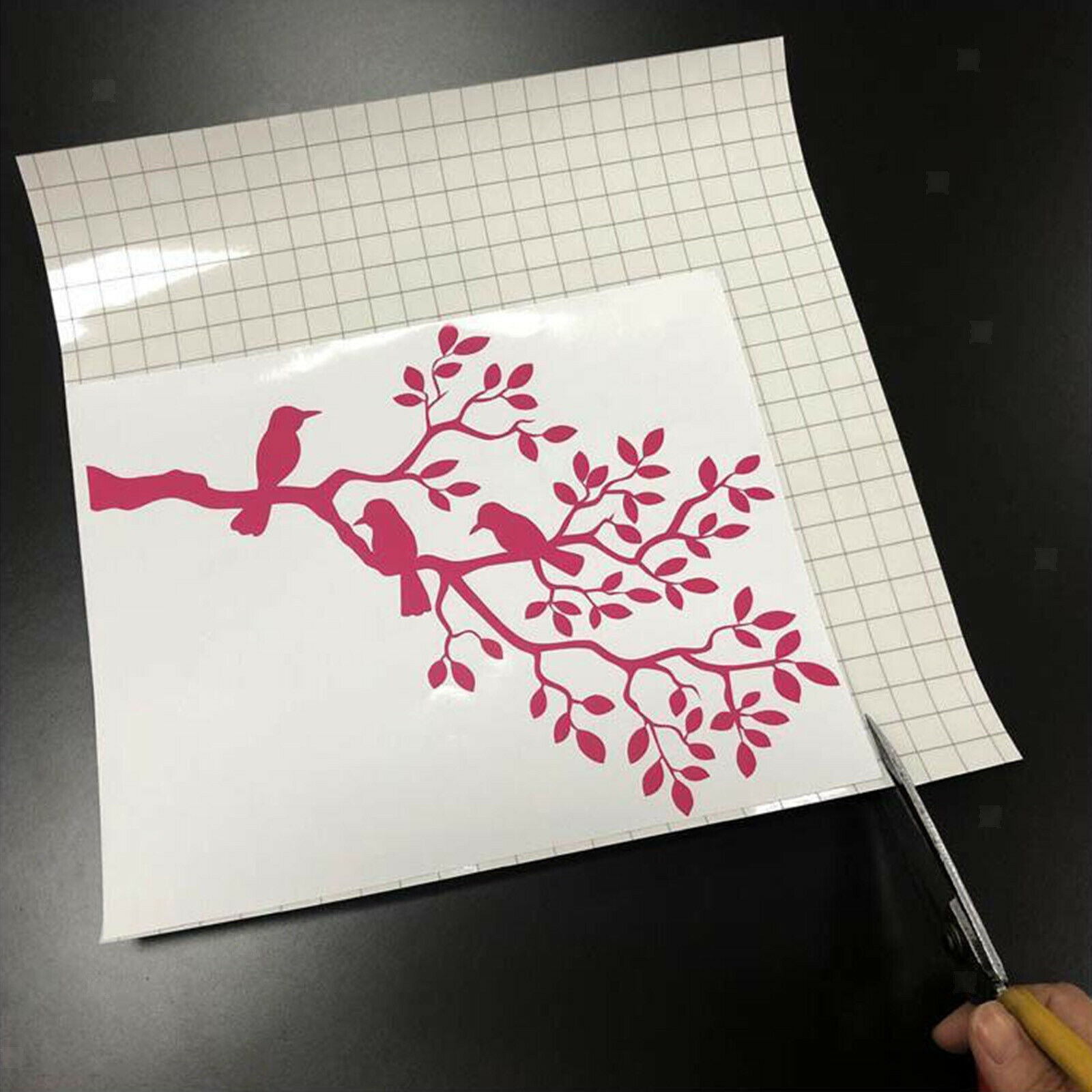 2Roll Clear Vinyl Transfer Paper Tape Black Alignment Grid 12 x 60'' for Cricut