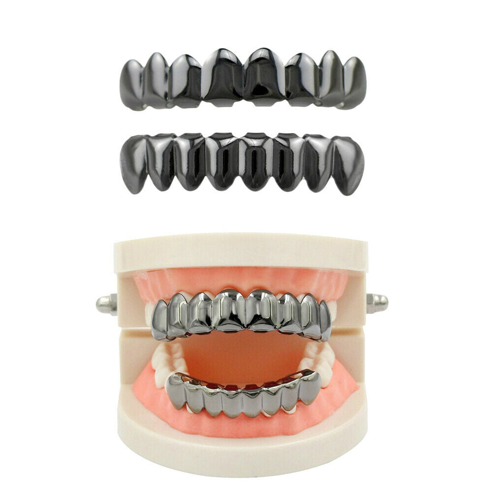 6x Hiphop 8 Top / Bottom Teeth Grill  Mouth Tooth Caps Party Jewellery