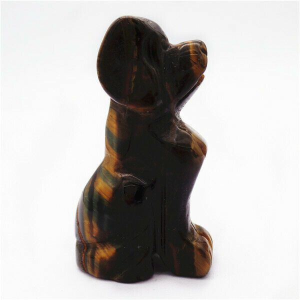 50x30x18mm Natural Tiger Eye Gem Carved Dog Decoration Statue Stone Decor HH7952