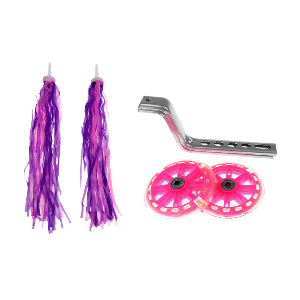 Kids Bike Stabilizer Training Wheel Pink Stable Cycle Handlebar Streamer