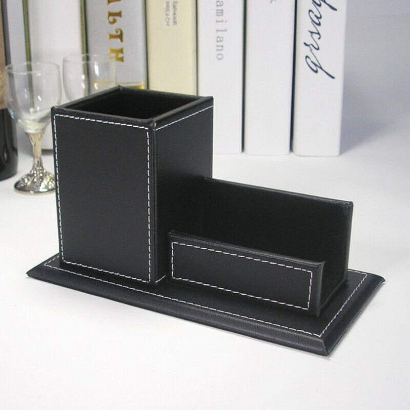 1PCS PU Leather Multi-Function Desk Stationery Organizer Storage Box Pen, PhB9G5